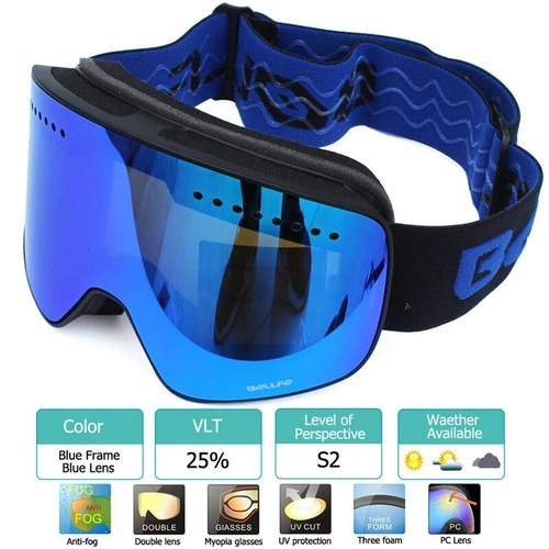 Ski Goggles OTG Winter Snow Snowboard Anti Fog UV400 Protection Comfy Unisex - Picture 32 of 48