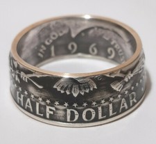 1965 silver coin ring, tails / date inside band, handmade half dollar coin ring