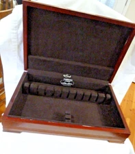 EUREKA PACIFIC WOODEN FLATWARE STORAGE CHEST/BOX~~12 SERV SLOTS~DK WOOD