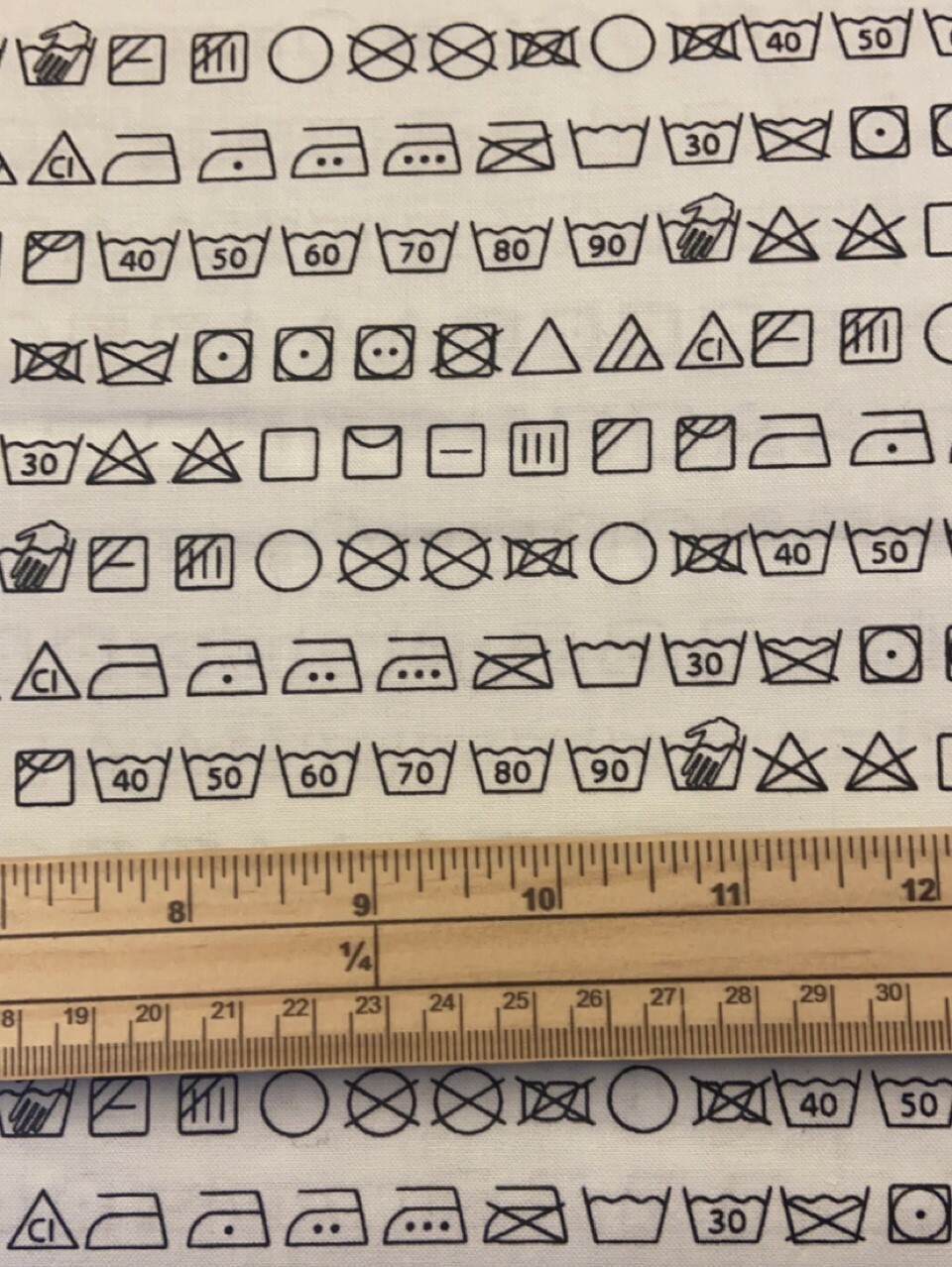 Fat Quarter Loads Of Fun Washing Care Labels Symbols 100% Cotton Quilting Fabric
