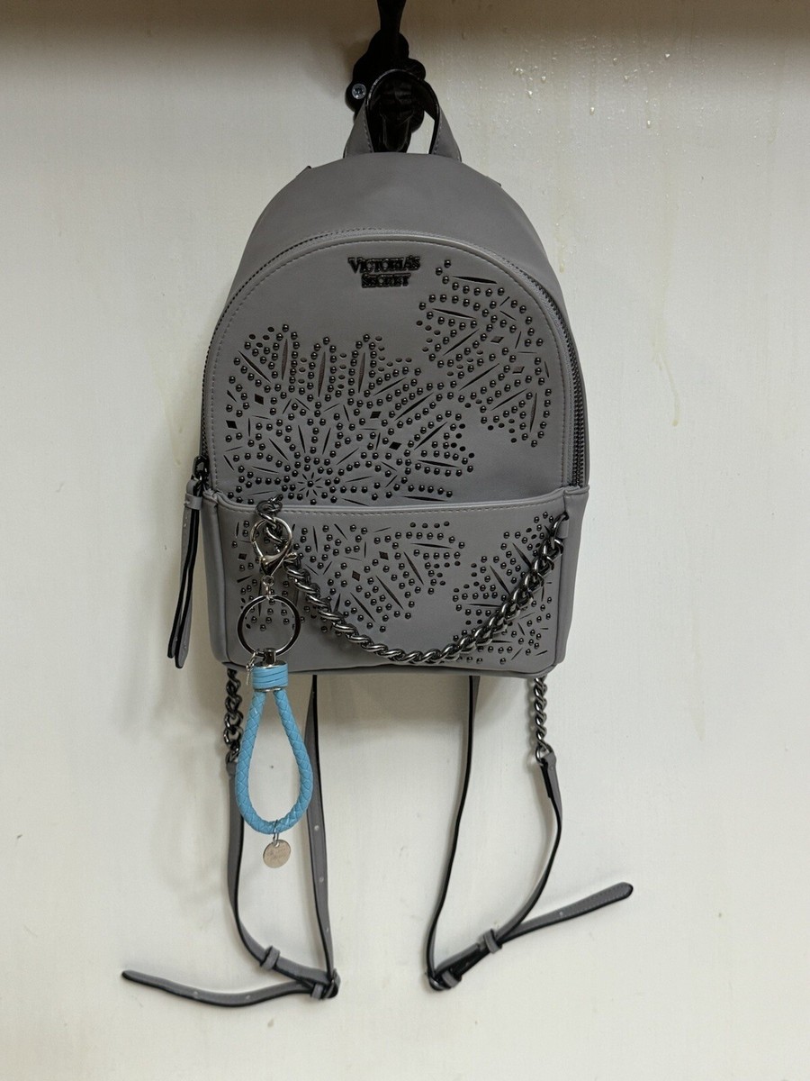 Victoria’s Secret Mini Backpack Floral Studs Chain Grey