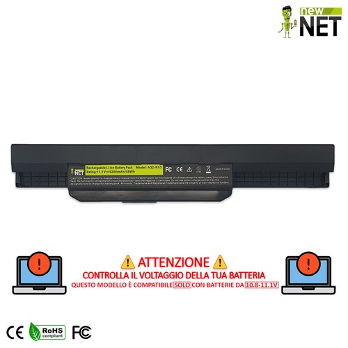 Batteria A32-K53 per Asus A54C X43JX A32-K53 K53S K53SV X54C 10,8V 11,1V 5200mAh - Foto 2 di 6