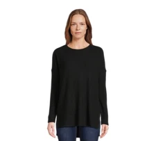 Time and Tru Women's Size XXL 20 Oversized Black Brushed Ribbed Knit Tunic Top