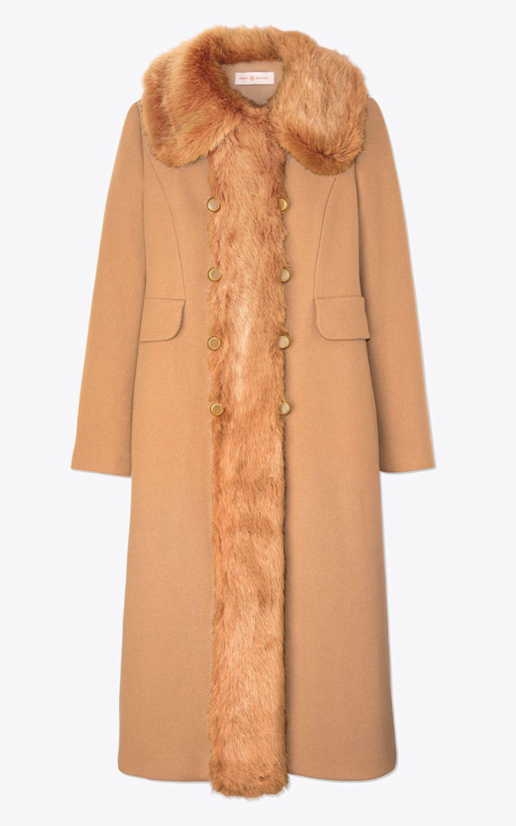 NWT Authentic TORY BURCH Celeste Coat ~ Wool Blend Faux Fur in