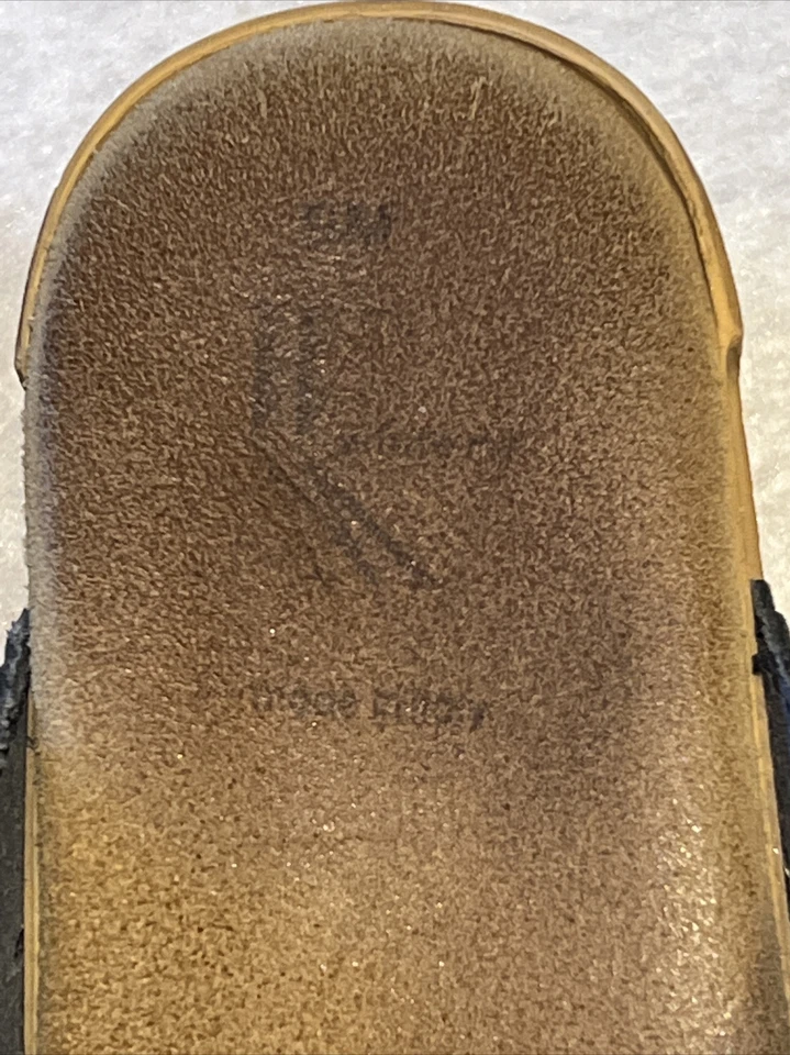 Sandalias para mujer BLANCO MONTAÑA GRIS cuero punta abierta MADERA CUÑA ZUECOS EE. UU. 9 M Foto 2 de 4