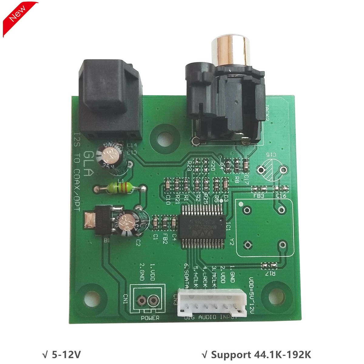 Audio Board I2S Input To SPDIF Coaxial Output Optical Output