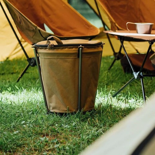 Outdoor Camping Trash Can Lightweight Collapsible Oxford Cloth Storage Round Bin