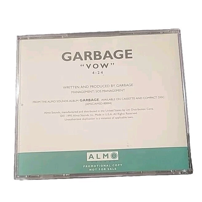 GARBAGE Vow ULTRA rare ORIGINAL 1995 USA One Track Radio DJ CD single - Image 2 of 4