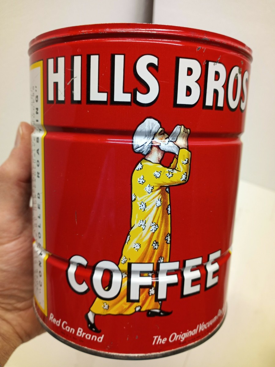 VINTAGE HILLS BROS BROTHERS COFFEE CAN 2 POUNDS 2LB TIN NO LID RED