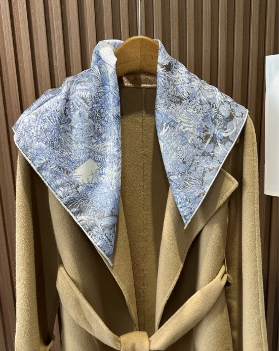70%Cashmere 30% Silk Neckerchief rainforest Print Scarf 26'' Bandana Shawl Wrap