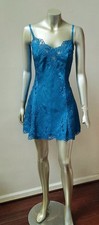 VTG VICTORIA'S SECRET SATIN SCALLOP LACE TRIM SLIP LINGERIE DRESS GOLD LABEL M