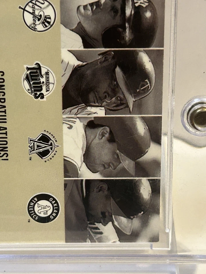 Fleer Box Score Bat Rack 2003 juego usado Quad Bat Jeter/50 Hunter Glass Tejada Foto 4 de 4