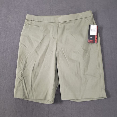 #ad #ad Briggs Pull On Shorts Womens Size 14 Petite High Rise Green Nwt $14.39