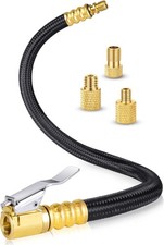 12'' Tire Inflator Extension Tube, Tire Pump Chuck Hose Adapter w/Presta Valve
