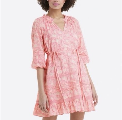 Draper James Kellie Babydoll Dress Pink Paisley Pattern Size Medium