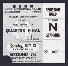 1966 World Cup URUGUAY v WEST GERMANY *Fair/Good Condition Ticket*