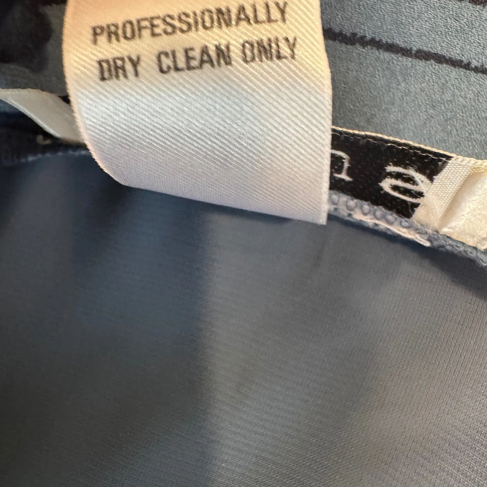 复古 Chaus 女式 4 蓝色条纹花卉长裙 Y2K Cottagecore 职业时尚 — 第 4/4 张图片