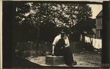 Dogs Snapshot of Woman Dog Original Vintage Real Photo Postcard RPPC