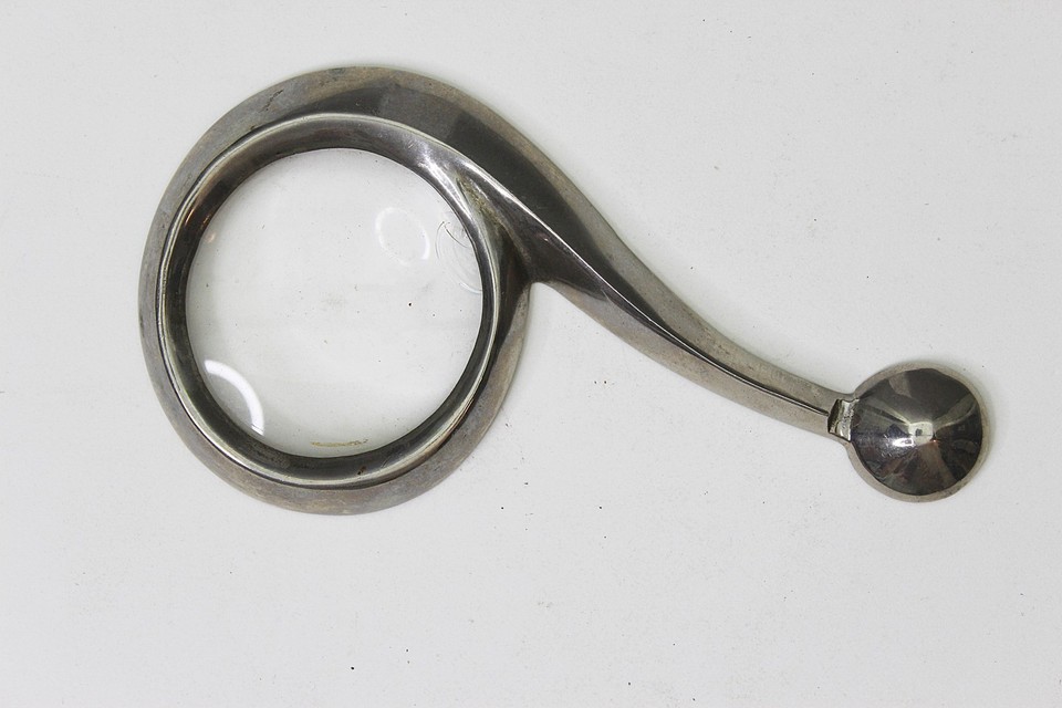 Antique Art Deco Chrome Plated Magnifying Glass Loupe Scientific Instrument