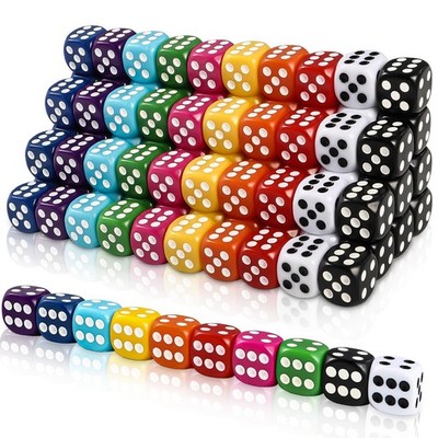 DIYDEC 100pcs 16mm Game Bulk Dice 10 Colors Acrylic 6 Sided 16mm, Multi-color 