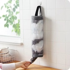 Trash Bag Dispenser - Hanging Grey Sundries Storage - Mesh Organizer Pouch