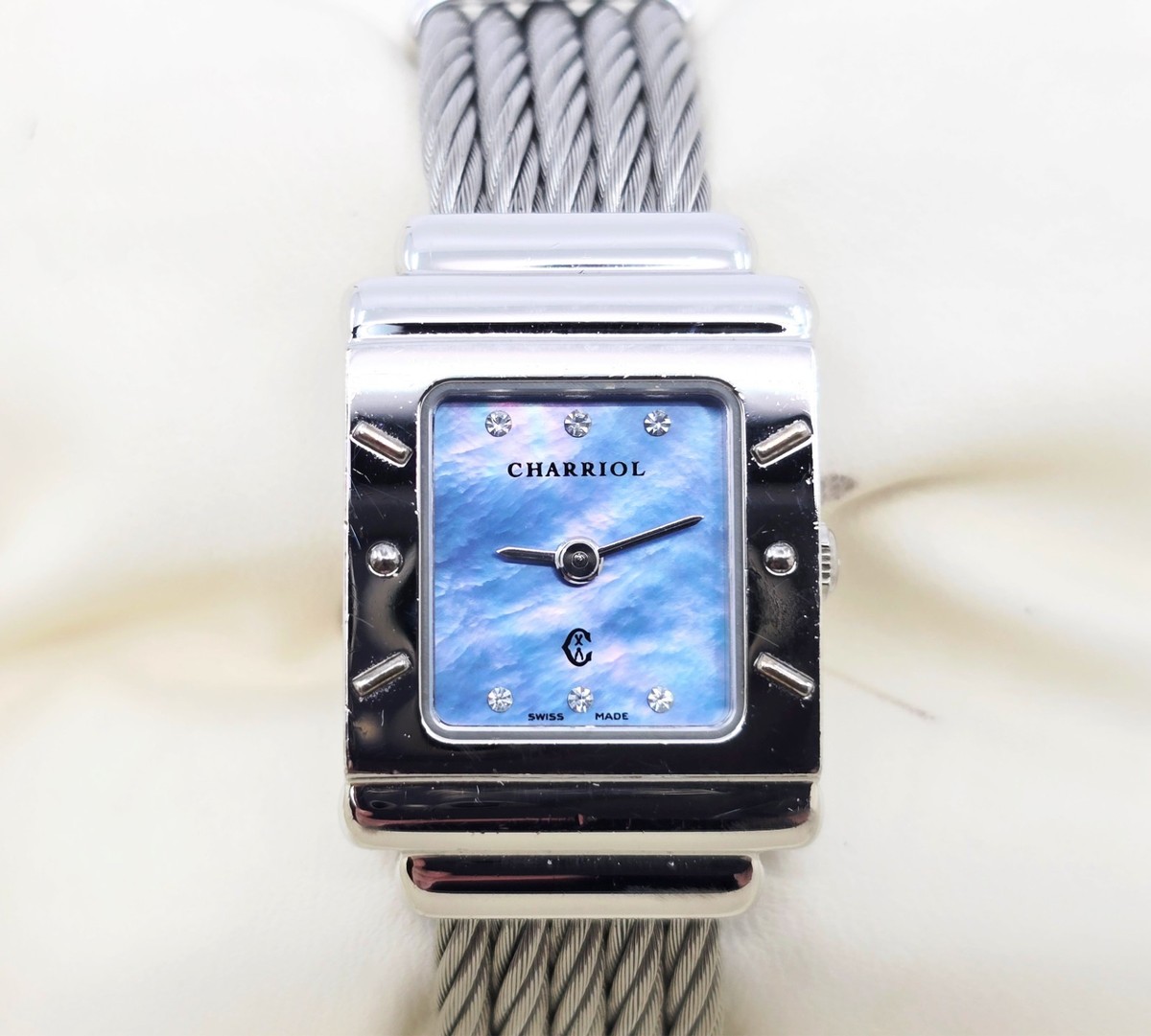 Philippe Charriol Columbus 925 Silver Watch Cable Bracelet MOP