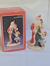 Artmark resin old world Santa w girl and toys New Christmas 5 in. tall figure