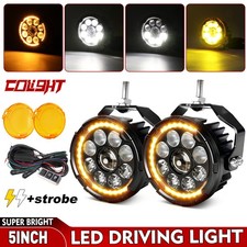 Pair 5motorcycle Led Headlight Strobe Yellow White Spot Light Driving Fog Lamp Pair 5motorcycle Led Headlight Strobe Yellow White Spot Light Driving Fog Lamp