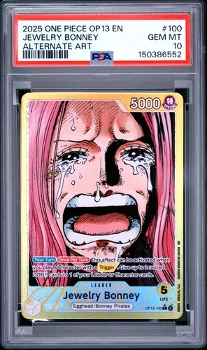 2025 One Piece OP13 #100 Jewelry Bonney Alternate Art Leader PSA 10 GEM MT