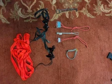 climbing gear lot, Crampons, Torque Nut Tool, Stoppers, Wire Nuts,  Webbing