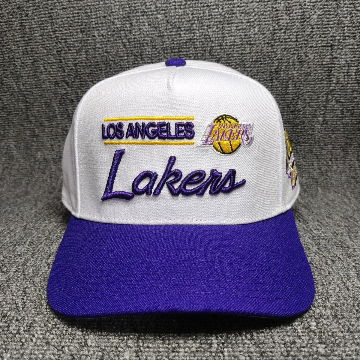 Mitchell & Ness Los Angeles Lakers NBA 60th Anniversary Snapback Hat White Purpl