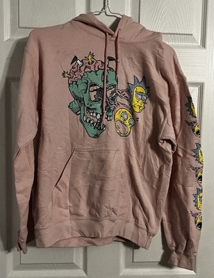 rick and morty adult swim Pink Hoodie Size Small Graphic Print 