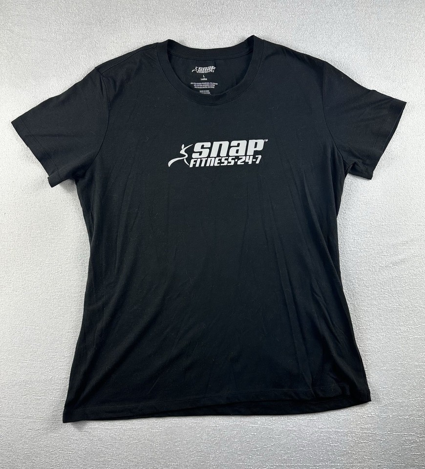 Snap Fitness 24/7 Women’s Large Black Graphic Logo T-Shirt Active Tee