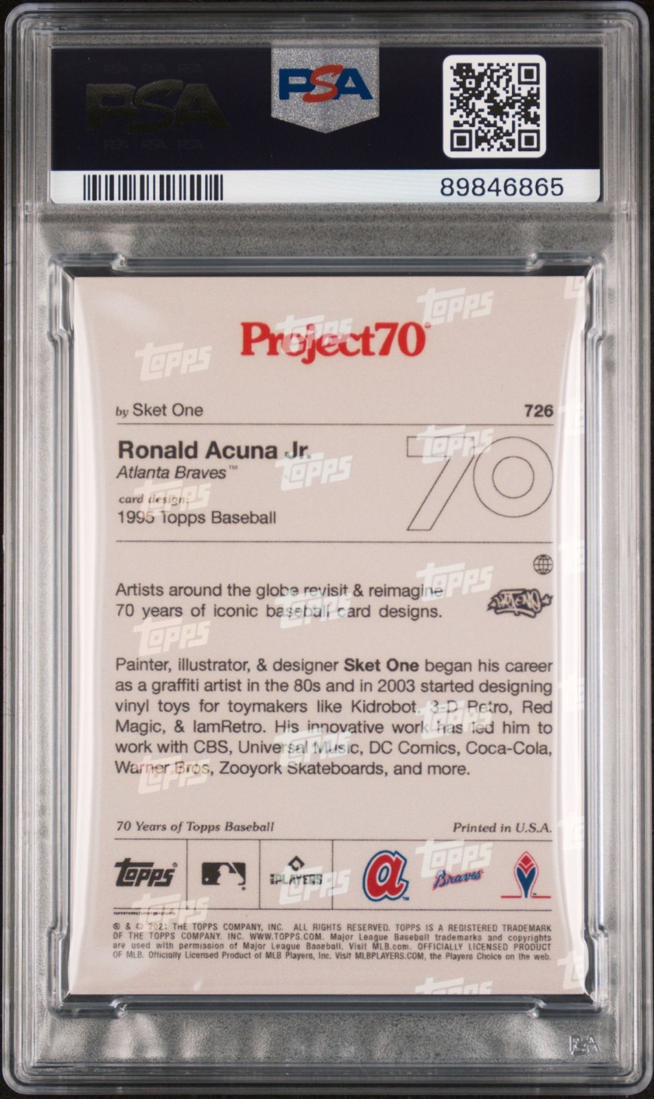 Ronald Acuna Jr. 2021 Topps Project 70 #726 PSA Gem Mint 10 POP 3 Atlanta Braves view 2