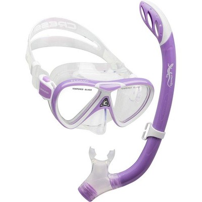 Cressi Pegaso & Iguana Mask & Snorkel Kits, Lilac/White