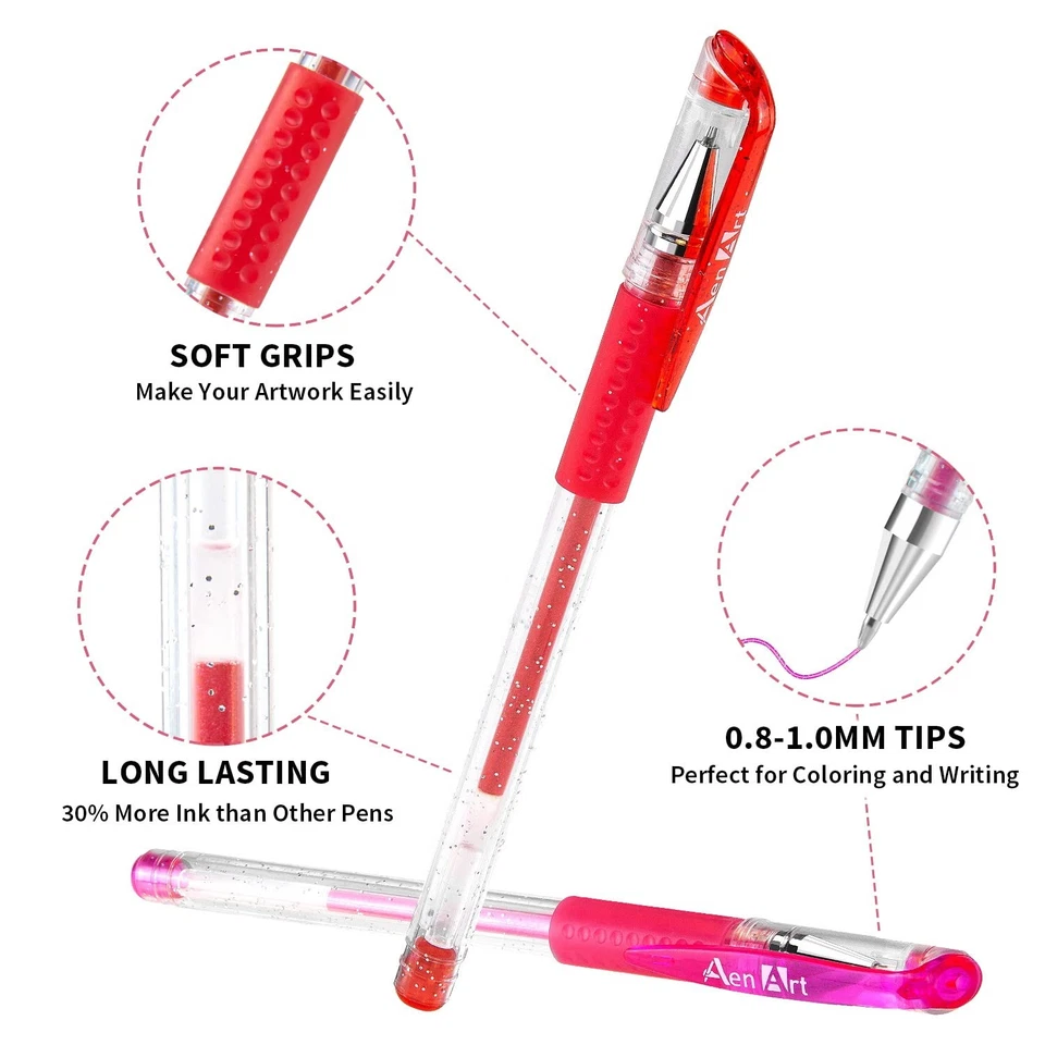 100 Pack Of Gel Pens Extra Sparkle Glitter Pen For Home School Office Best Price - Image 3 of 4