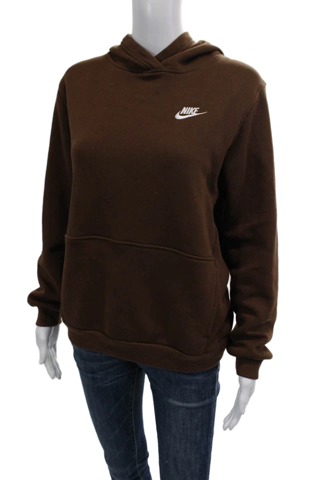 Nike Womens Pullover Logo Pocket Front Hoodie Sweatshirt Brown Size XL - Image 2 of 4