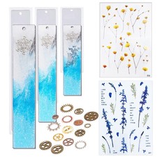 6 Pack Bookmark Resin Molds Set with Dried Flowers Gears for DIY Crafts