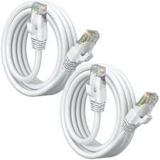 2 Pack Cat 6 Ethernet Cable 5 FT White High Speed LAN Internet Patch Cord