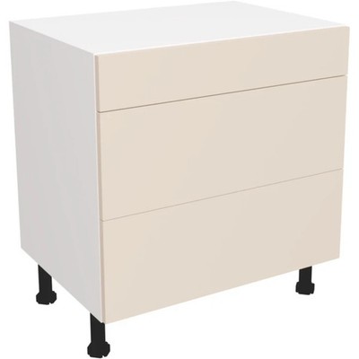 Komplett montierter Küchenunterschrank 800 mm matt Kaschmir 3 Schubladen