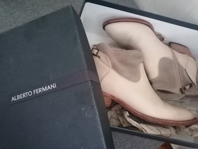 Alberto Fermani Stiefeletten Damen 37 1/2 Creme/Beige mit grauem Wildleder