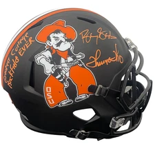 Barry Sanders Thurman Thomas Signed Pistol Pete FS Helmet w/ Ins Beckett BAS COA