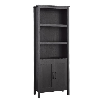Sauder Select Engineered Wood Bookcase with Doors in Raven Oak Finish