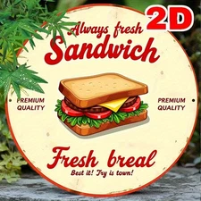 8x8 Inch Vintage Always Fresh Sandwich Shop Retro Diner Metal Sign