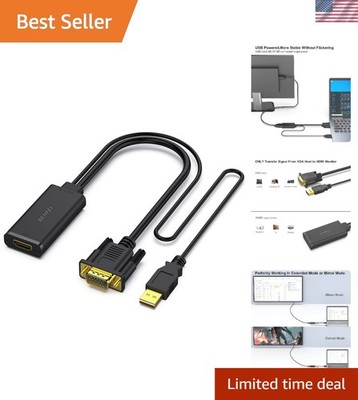 Broad Compatibility - VGA to HDMI Adapter with USB Audio, 18-
