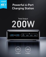 Anker Prime Charger 200W Gan LadegeräT 6 Ports USB-C USB-A