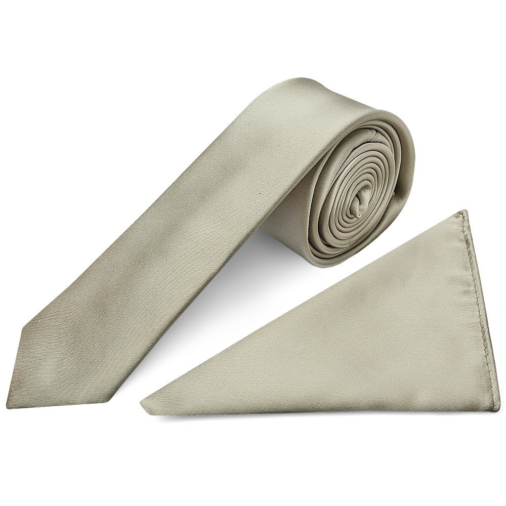 Plain Dusty Sage Boys Satin Skinny Tie and Pocket Square Set Age 8-11 Wedding