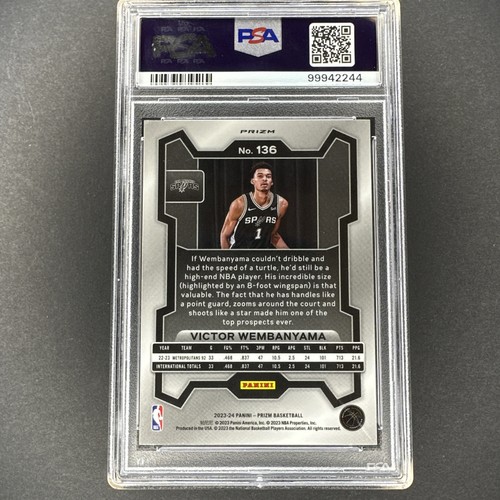 Victor Wembanyama 2023 Prizm Silver Prizm #136 PSA 9 - Foto 2 di 2