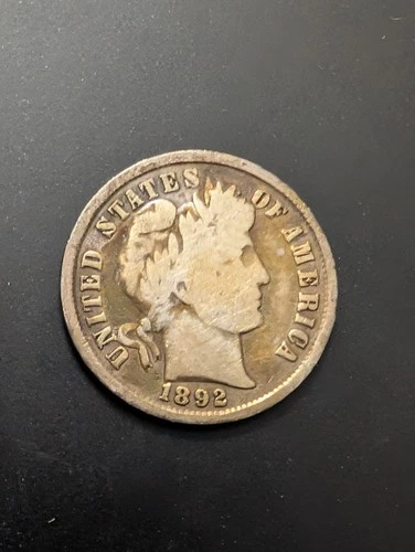 1892 p Barber Dime Silver First Year Coin