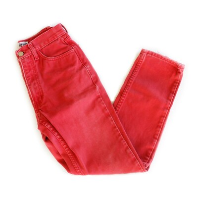 Vintage GUESS Faded Red Mid-High Waisted Rise Denim Straight Leg Jeans 22  XXS